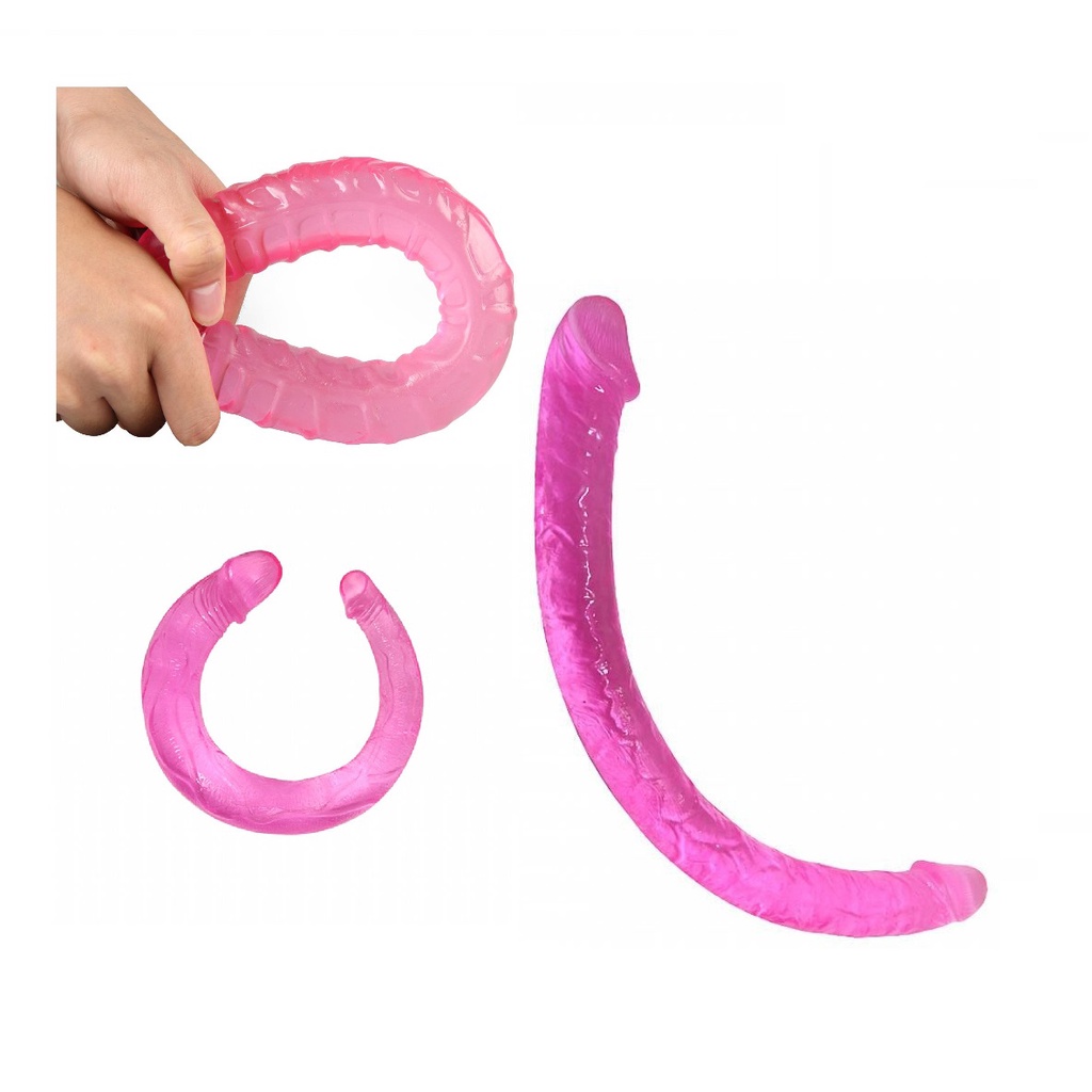 Pênis Duas Pontas Prótese Dupla Penetração Flexível Strap On Dildo Casal  Feminino 42 cm