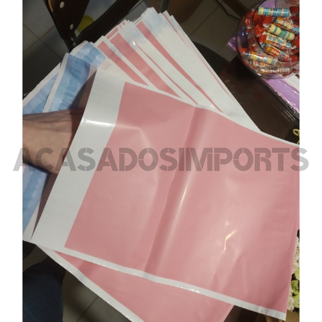 Kit 2 medidas 19X25 e 15X20 unidade Envelope plastico de segurança rosa ...