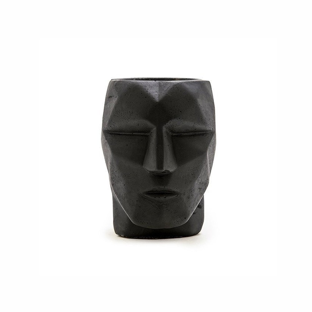 Cachepot Vaso Face Geometrica em Cimento Decorativo Preto | Shopee Brasil