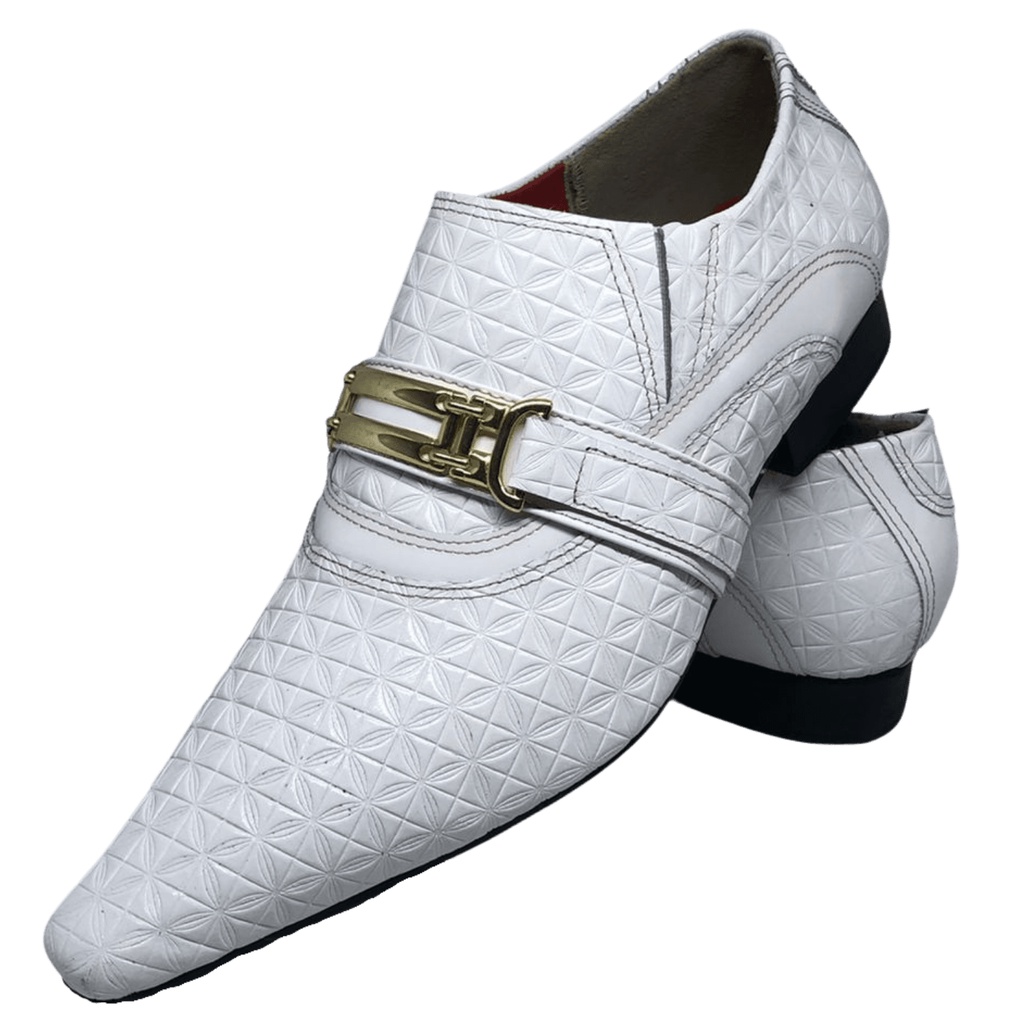 Sapato Masculino Italiano Em Couro Social Executivo Branco Ref