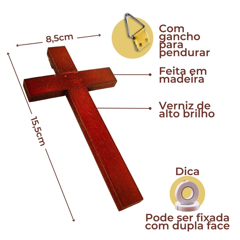 Cruz de Madeira de Parede Crucifixo Universal 15,5cm | Shopee Brasil