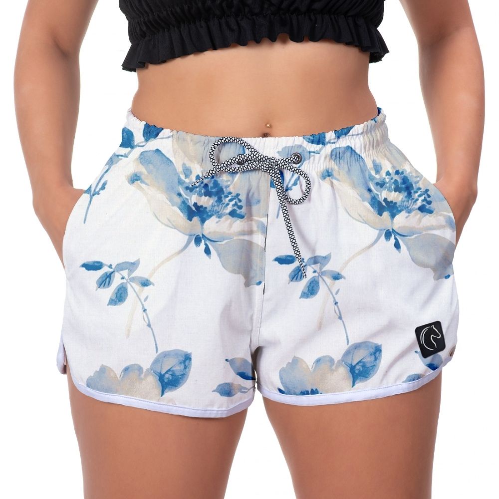 Short Feminino Moda Praia Premium Estilo Casual Soltinho Com Bolsos e ...