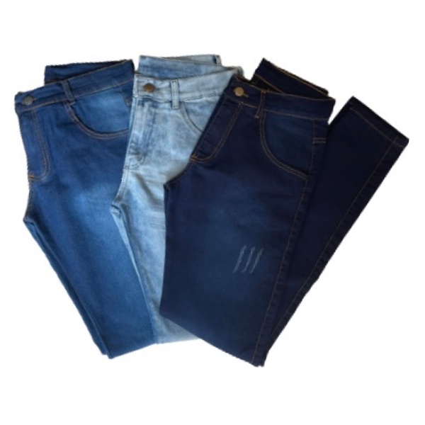 Kit 3 Calças Jeans Masculina Slim Elastano Lycra