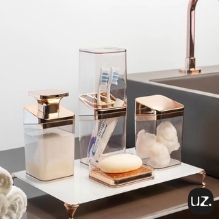Porta Escova de Dentes Luxo com Tampa Slim Branco Rose ou Fume - UZ