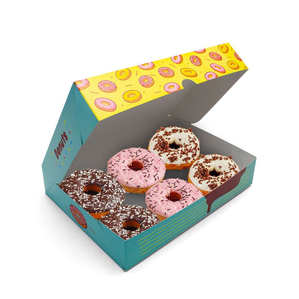 50 Unidades - Caixa Donuts 6 Und. Extra