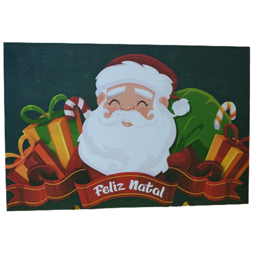 Quadro Decorativo Papai Noel Feliz Natal Impressão tamanho A4 em MDF 6MM  com laminação