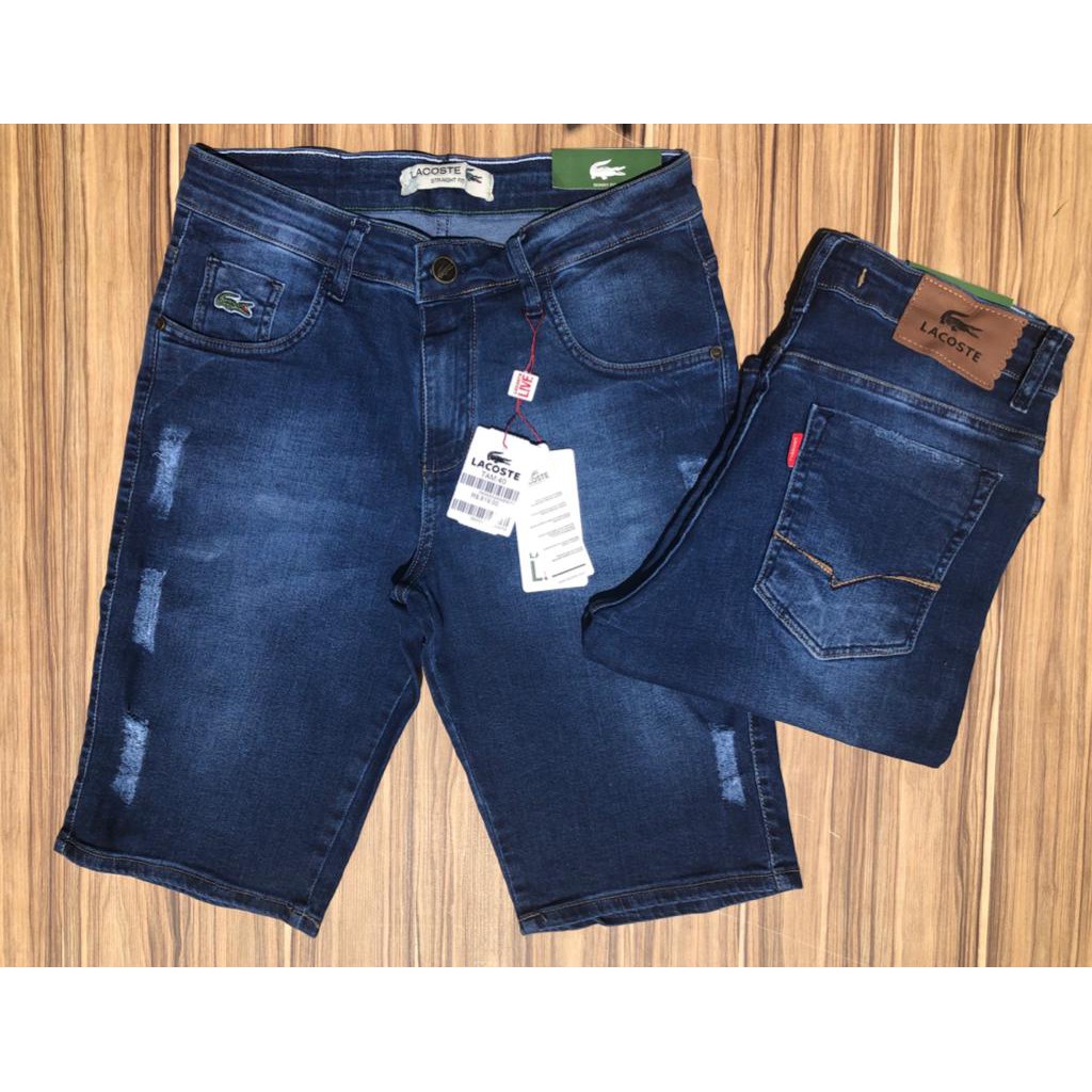 Bermuda jeans masculina store lacoste