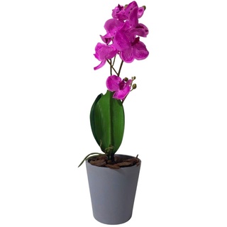 Kit Vaso Cachepot + Haste De Orquídea Artificial 4 Cores
