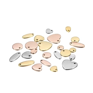 St.kka 20pc/Lote Forma De Coração Gota D'água Oval Pingente De Aço Inoxidável Etiqueta De Cachorro Para Charme Acessórios De Moda Joia