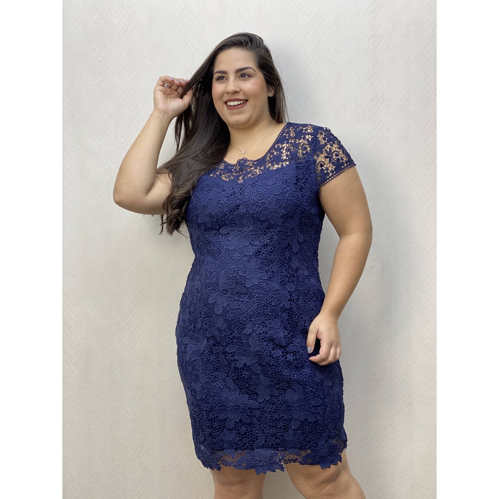 Vestido renda store guipir plus size