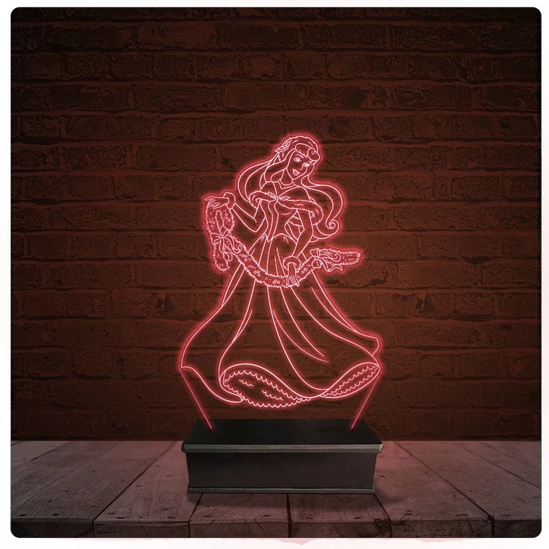 Abajur Luminária Acrílico Led - Princesas disney 06