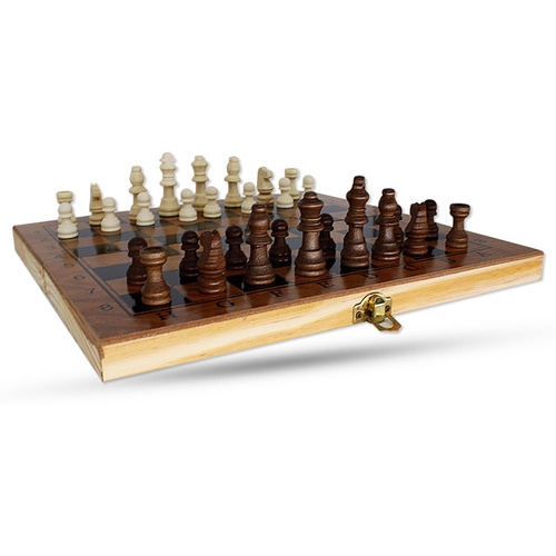 Tabuleiro para dama, xadrez e gamão em madeira, medidas