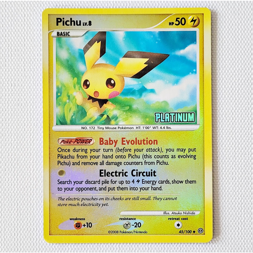 Carta Antiga Pokemon Pichu 45/100 Reverse Holo BK Promo Platinum