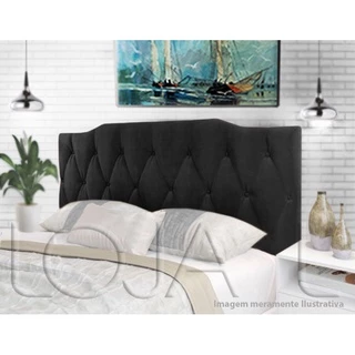 Cabeceira Estofada 0,90 x 55 Dobrável Nicole Cama Solteiro Box Preto Suede