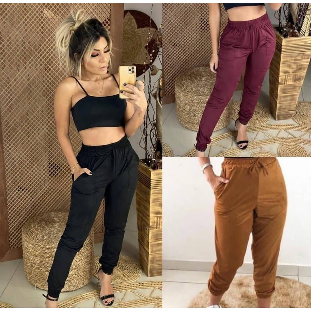 Calça jogger hot sale de suede