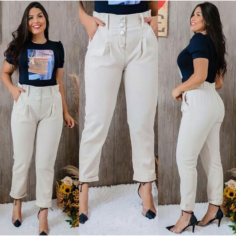 Calça alfaiataria hot sale linho feminina