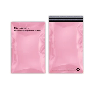 Kit 100 Envelope Segurança Rosa Bebê 12x18cm Lacre Embalagem Envio Correios Resistente Brilhante