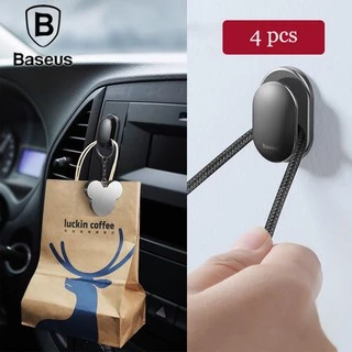 Baseus 4Pcs Ganchos Para Carro Porta Adesivo Auto Fastener Clip Organizador Armazenamento Fone De Ouvido Com Chave De Fixação Automática