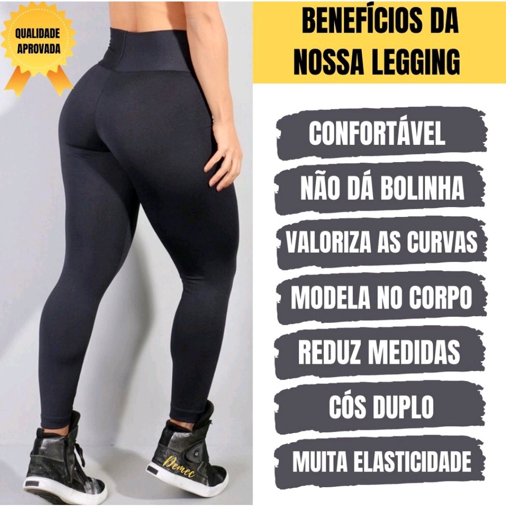 Calça Legging Feminina Academia Fitness Levanta Bumbum Cintura Alta Roupa  Malhar