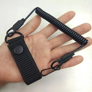 Fiel Tático Retrátil Espiral Preto P/ Pistola Airsoft Segurança Polícia