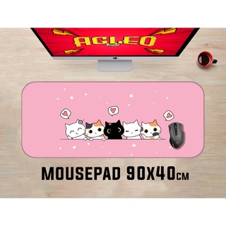 Mouse Pad Gamer Gatinhos  Extra Grande 90x40cm Borda Costurada cut pets