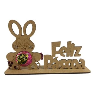 10 Lembrancinha Coelho Porta Bombom Páscoa Em Mdf Crú em Oferta na Shopee