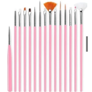 Kit 15 Pincel unhas Gel Uv Manicure Acrigel Profissional completo +brinde