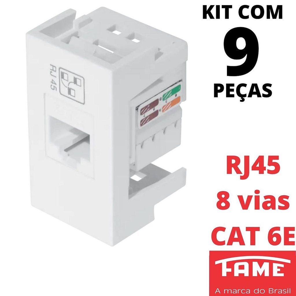 9un Módulo Tomada Rede RJ45 6E 8V Modulare, Evidence, Blanc Mais FAME ...