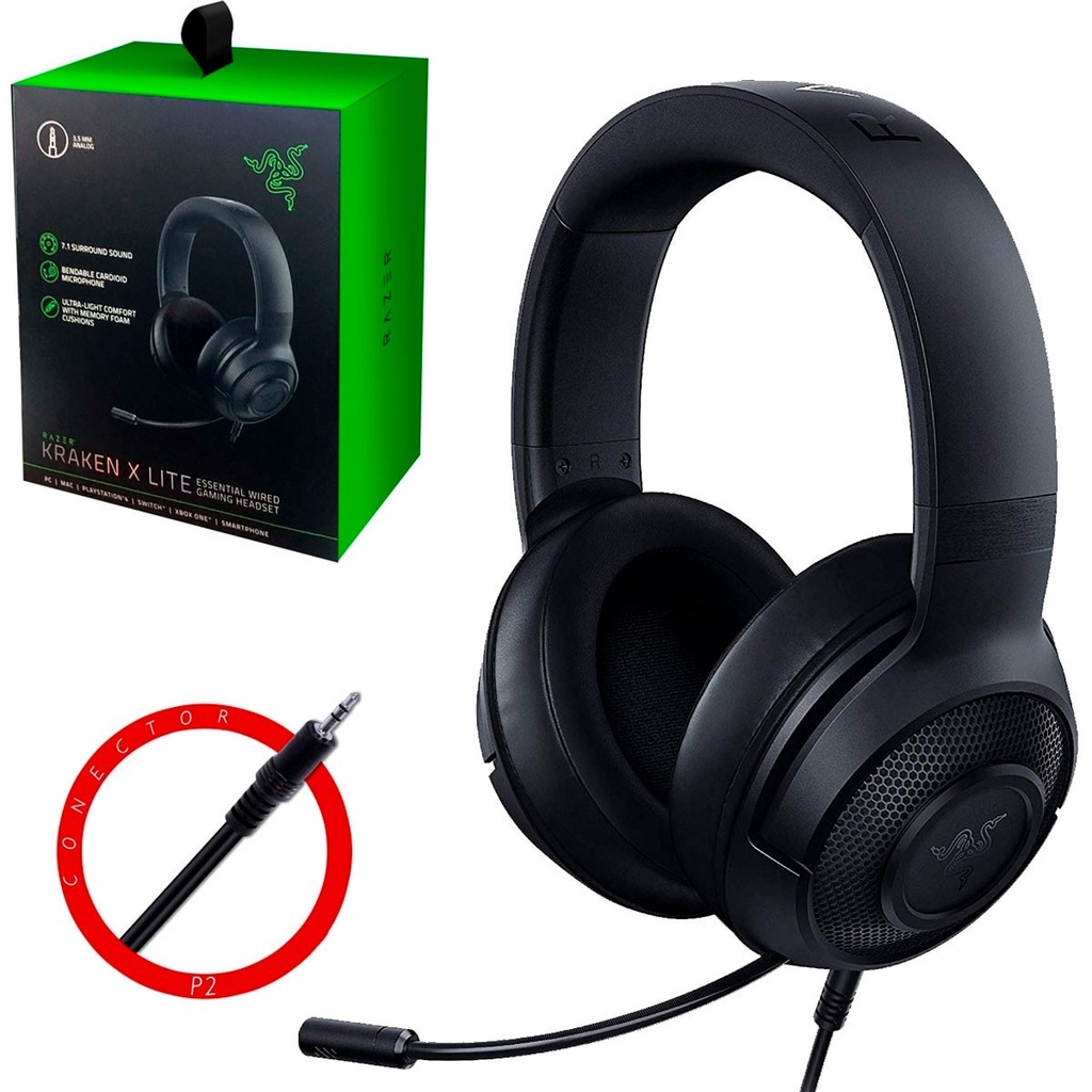 Headset Gamer Razer Kraken X Lite P2 7.1 Surround 40mm - RZ04-02950100 ...