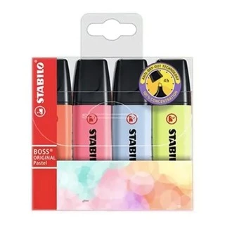 Marca Texto Stabilo Boss C/4 Unids Novas Cores Pastel