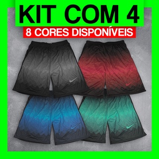 Kit Com 4 Bermuda Dry Fit Esporte Colorida Com Bolso