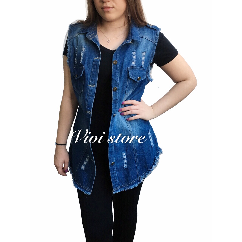 Colete jeans sales feminino barato