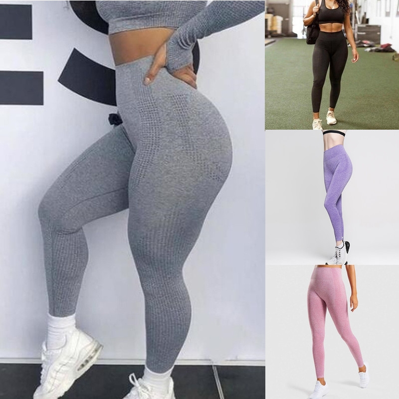 Leggings de comprimento sem costura calçadas de yoga emperrar para cima  legging mulheres espólio treino leggin ginásio s