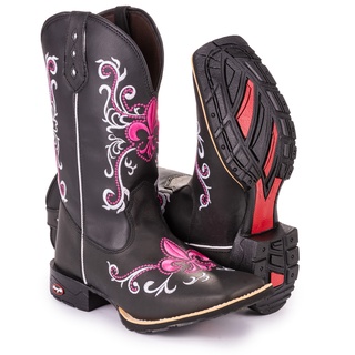 Botas femininas de cowboy cowgirl, modernas, bordadas no ocidente, bico  quadrado, botas de cowboy femininas