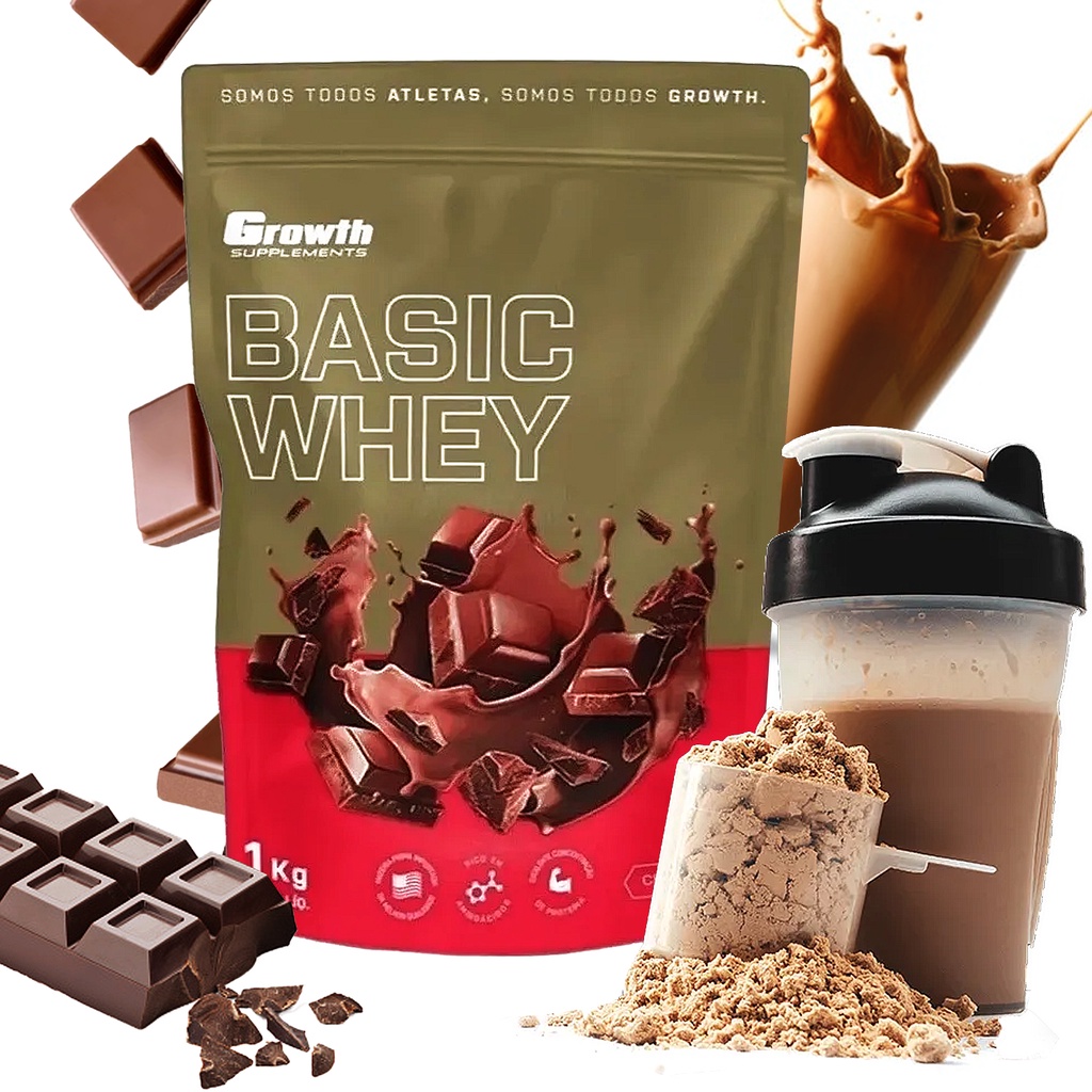 Basic Whey Protein Sabor Chocolate 1KG Growth Supplements