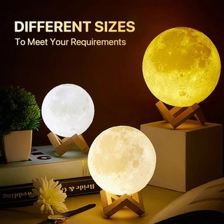 Luminária Lua Cheia Led Abajur Decoração Quarto com Base 15cm Amarela /Branco/cor