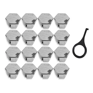 Kit 16 Capa Parafuso Roda 17mm Cromado Com Chave De Remoção