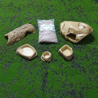 Kit Gecko Essencial 6, Répteis, Réptil, Toca Umida, Bebedouro, Comedouro, Toca Esconderijo, Reptmania