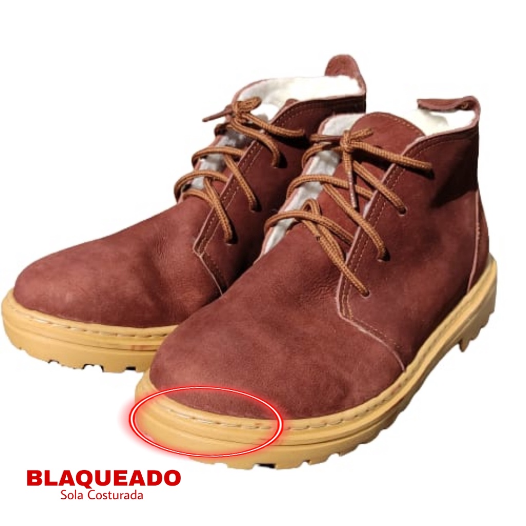 Botina Unissex Couro Nobuck com lã Gaúcha Campeira