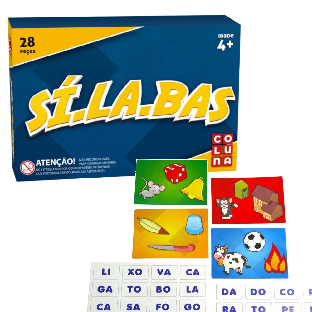 Brinquedo Pedagógico Educativo Sílabas 28 Peças Jogo Aprendizagem ...
