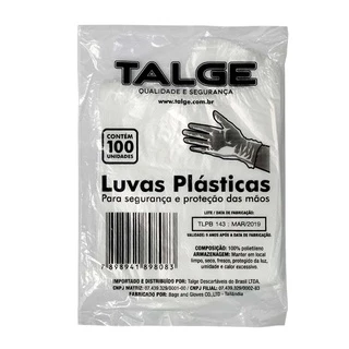 Luva Descartável Plástica Com 1000 Unidades Talge