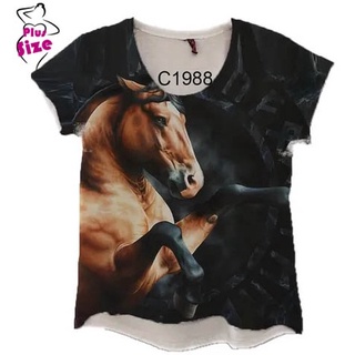 Blusa Feminina Cavalo Marrom Empinado Simbolo Country C1988
