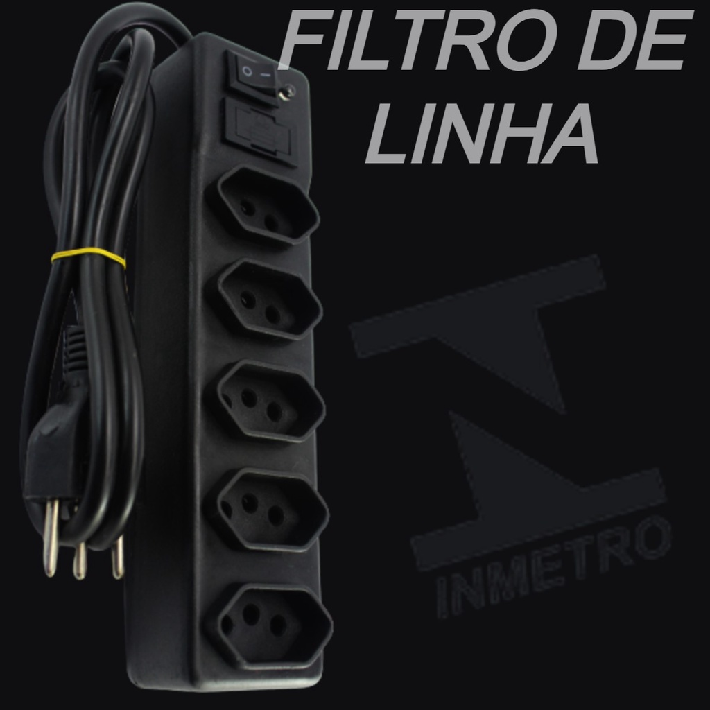 Filtro de linha Padrão inmetro Extensão c/ 5tomadas