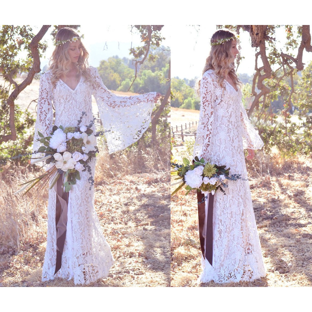 Vestido Noiva Boho Renda Guipir