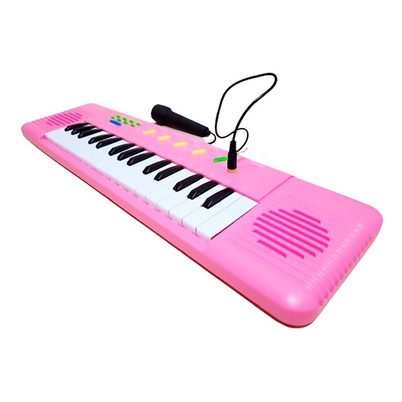 Piano Teclado Musical Golfinho Infantil Som Eletrônicos( Rosa) no