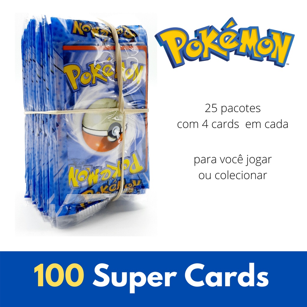 100 Cartas Pokemon Sem Repetições com 5 Brilhantes + Ultra Rara V Garantida  - COPAG - Deck de Cartas - Magazine Luiza