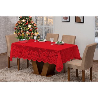 Toalha De Mesa Renda de Natal Para 6 Cadeira Promoção
