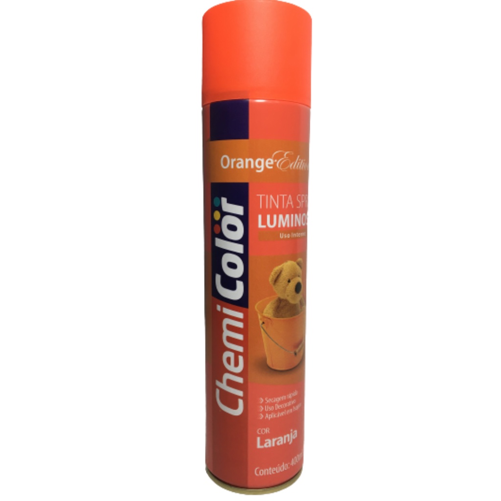 tinta spray laranja luminosa uso interno secagem rápida 400ml