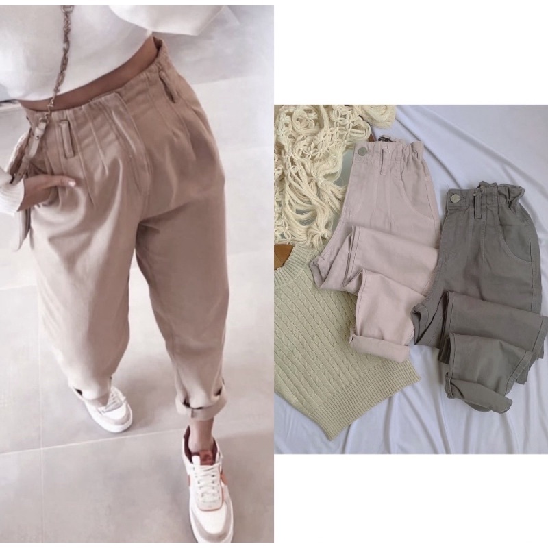 Calça de sarja feminina cheap com elastico na cintura