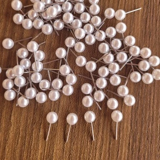 200 Base Brinco Perola 8mm + 200 tarrachas silicone(100 pares de brinco) Cor Branco Perolado